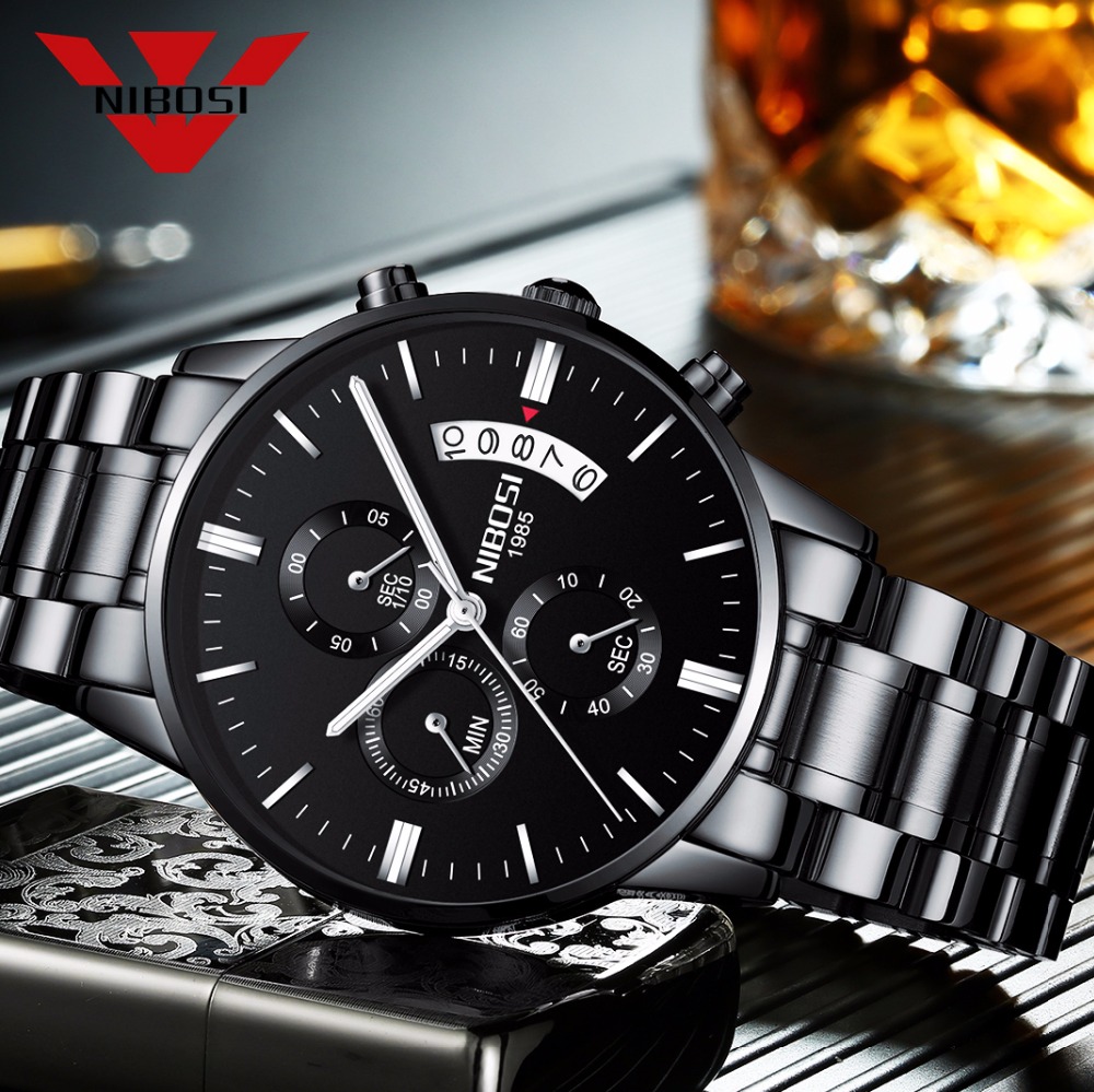 NIBOSI Stainless Steel Black Q - Smartwatch Watches For Men Brands 评论和价格
