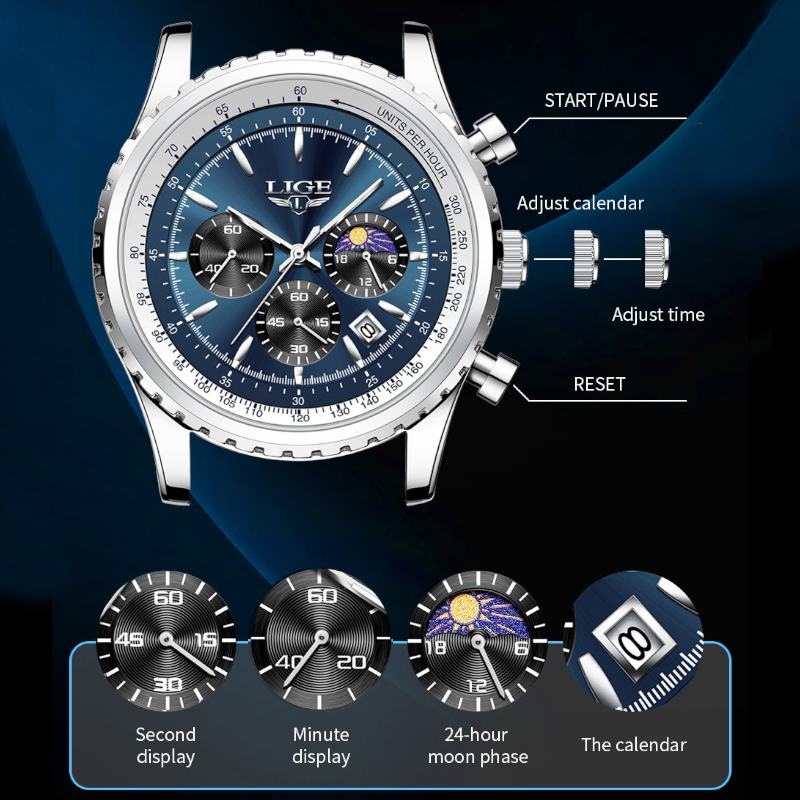 LIGE Brand Luxury Quartz Man W - Smartwatch Watches For Men Brands 评论和价格
