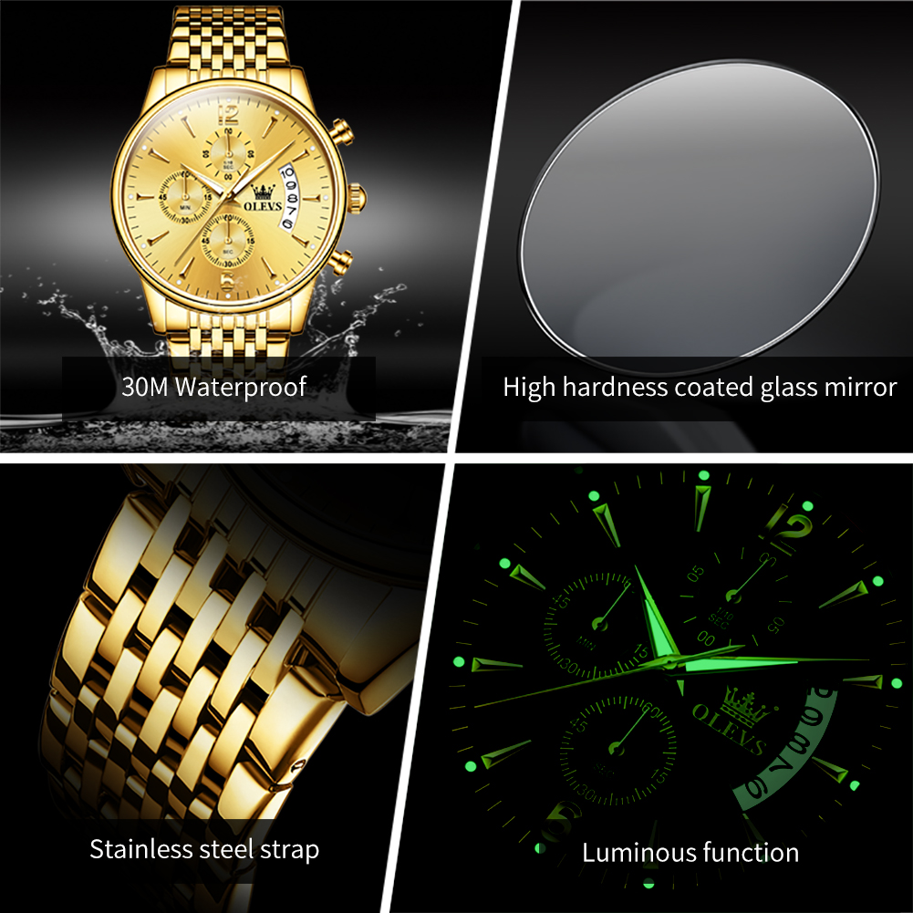 OLEVS Brand Luxury Gold Quartz - Smartwatch Watches For Men Brands 评论和价格